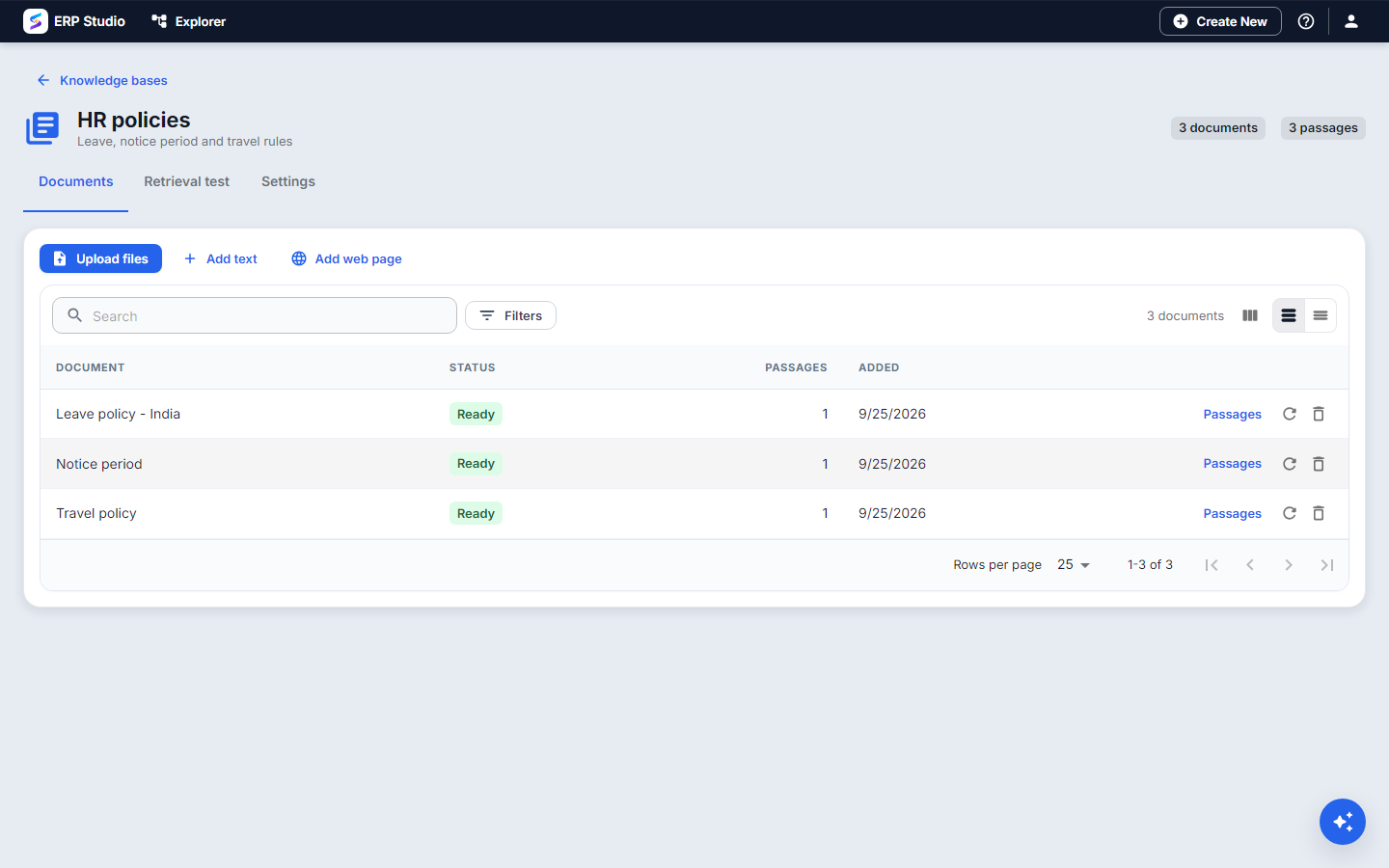 Documents of a knowledge base